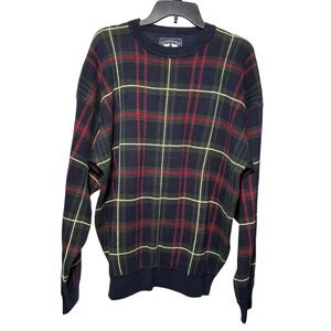 Woods & Gray Plaid‎ Crew Neck Sweater Men's Six XLT 100% Cotton Grandpa